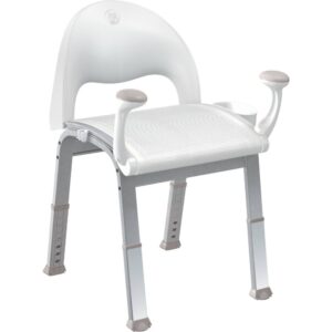 moen dn7100 home care premium adjustable bath safety shower chair with back and arm rests, glacier