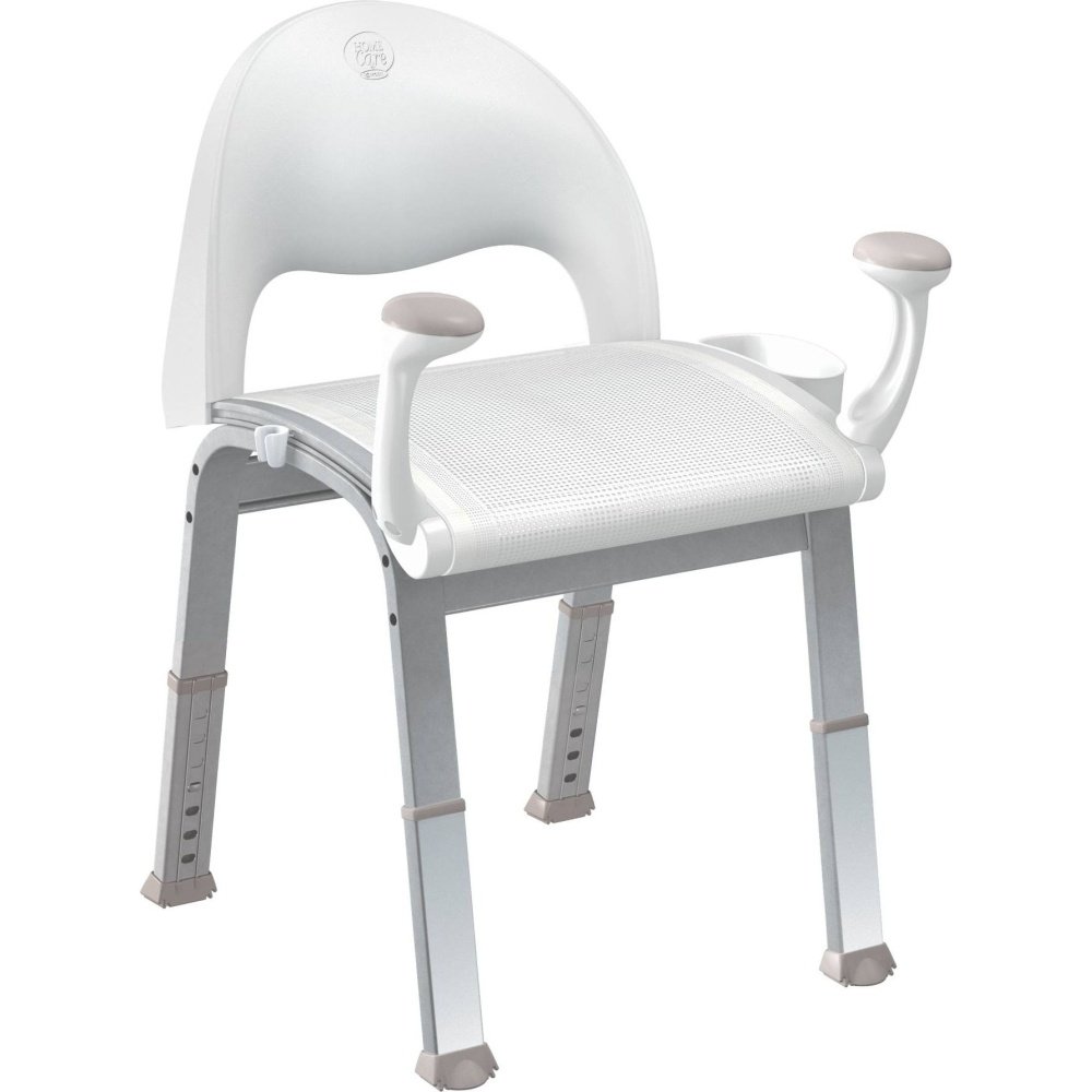 Moen DN7100 Home Care Premium Adjustable Bath Safety Shower Chair with Back and Arm Rests, Glacier