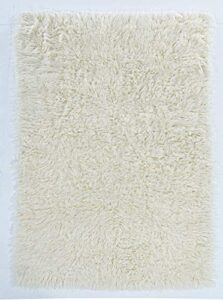 linon 1400gram natural off white wool shag 2'4" x 4'3" accent new flokati rug, 2' x 5'