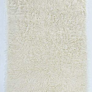 Linon 1400gram Natural Off White Wool Shag 2'4" X 4'3" Accent New Flokati Rug, 2' x 5'