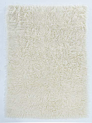 Linon 1400gram Natural Off White Wool Shag 2'4" X 4'3" Accent New Flokati Rug, 2' x 5'