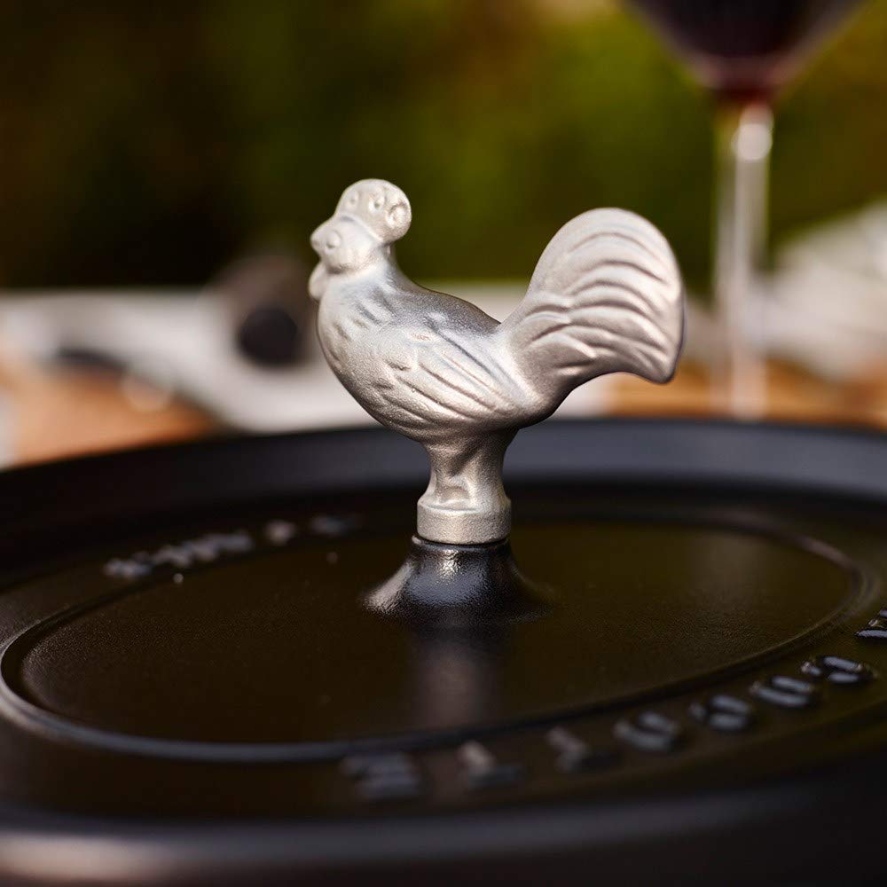 STAUB 40509-346-0 Rooster Lid Knob, Cast Iron, Silver