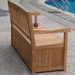 New 5 Feet Grade A Teak Wood Luxurious Outdoor Garden Bench with Storage Box- Devon Collection #WHBHDV5ST