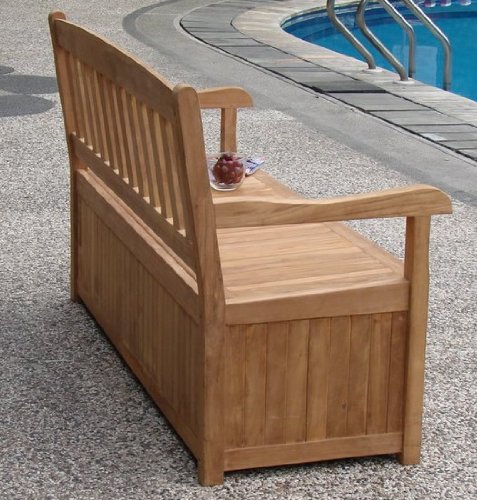 New 5 Feet Grade A Teak Wood Luxurious Outdoor Garden Bench with Storage Box- Devon Collection #WHBHDV5ST