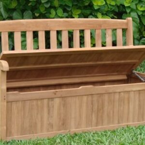 New 5 Feet Grade A Teak Wood Luxurious Outdoor Garden Bench with Storage Box- Devon Collection #WHBHDV5ST