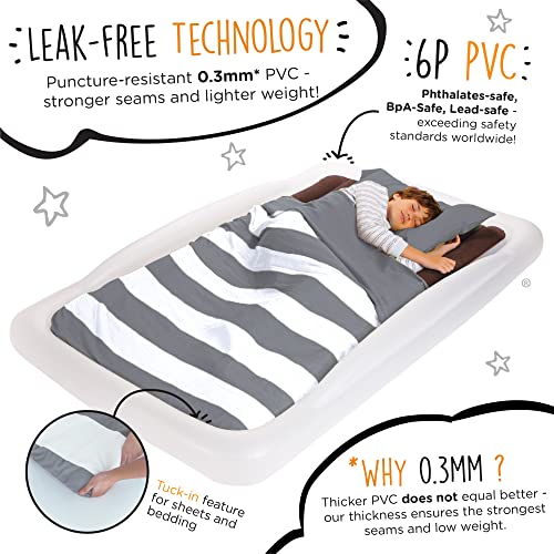 The Shrunks Twin Air Mattress Travel Bed for Kids and Adults with Pump Portable Inflatable Mattress Cot for Families Single Blow Up Air Bed for Travel, Camping, Sleepovers, or Home Twin Size Floor Bed