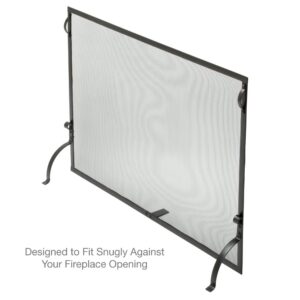 UniFlame, S-1028, Medium Wrought Iron Spark Guard Fireplace Screen (44" Wide x 33" Tall)