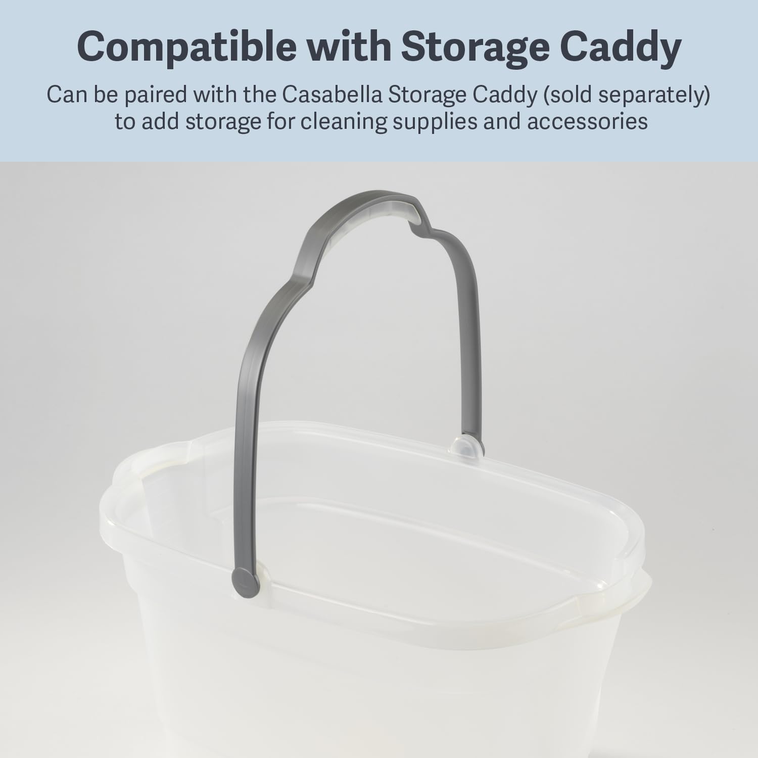 Casabella Plastic Rectangular Cleaning Bucket with Handle, Clear, 4 Gallon