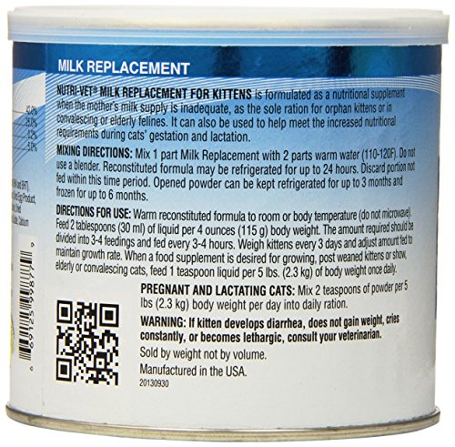 Nutri-Vet Milk Replacement with Probiotics for Kittens | Provides Balanced Essential Nutrition | 6 Ounces