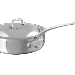 Mauviel M'Cook 5-Ply Polished Stainless Steel Saute Pan With Lid, And Cast Stainless Steel Handle, 3.2-qt, Made In France