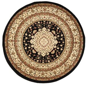 SAFAVIEH Lyndhurst Collection 8' Round Black/Ivory LNH213A Traditional Oriental Non-Shedding Dining Room Entryway Foyer Living Room Bedroom Area Rug