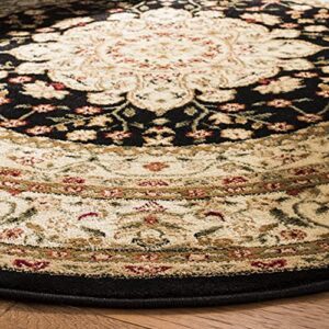 SAFAVIEH Lyndhurst Collection 8' Round Black/Ivory LNH213A Traditional Oriental Non-Shedding Dining Room Entryway Foyer Living Room Bedroom Area Rug