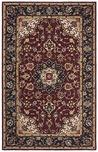 SAFAVIEH Classic Collection Area Rug - 5' x 8', Burgundy & Navy, Handmade Traditional Oriental Wool, Ideal for High Traffic Areas in Living Room, Bedroom (CL362A)