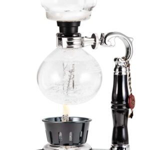 Yama Glass Tabletop Siphon Coffee Maker I Syphon Brewer with Vacuum Technology I Hand Blown Durable Borosilicate Glass for Cleanest Brew I Alcohol Burner I Makes 5 Cups (15-20oz) I, 20-Ounce, Clear