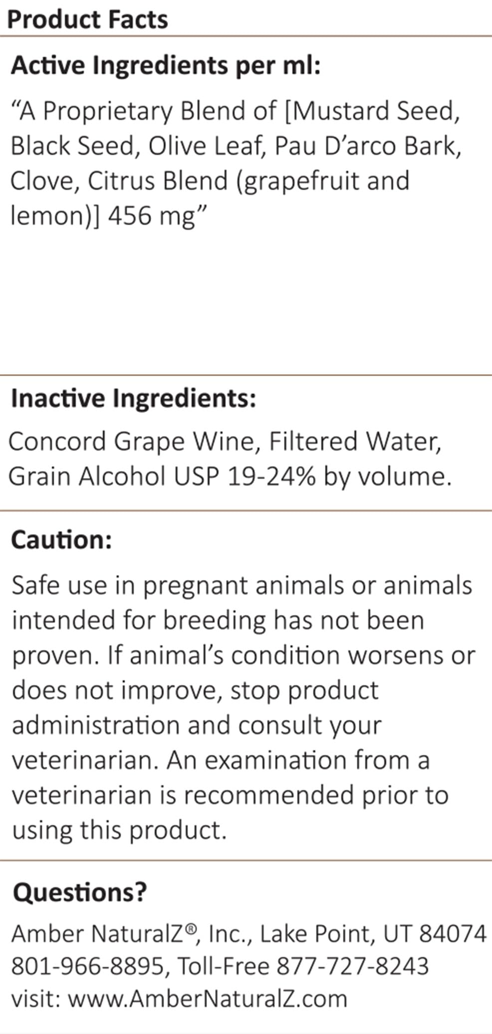 Amber NaturalZ Vibactra Immune Support Herbal Supplement for Dogs, Cats, Birds, Guinea Pigs, and Rabbits | Pet Herbal Blend for Overall Health | 1 Fluid Ounce Glass Bottle | Manufactured in The USA