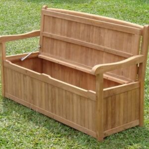 New 5 Feet Grade A Teak Wood Luxurious Outdoor Garden Bench with Storage Box- Devon Collection #WHBHDV5ST