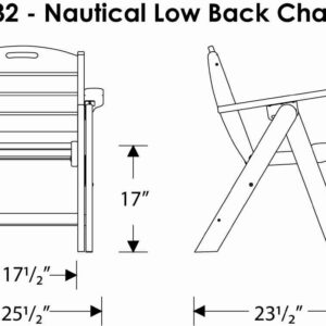 Polywood Outdoor Furniture Nautical Lowback Chair, Green-Recycled Plastic Materials