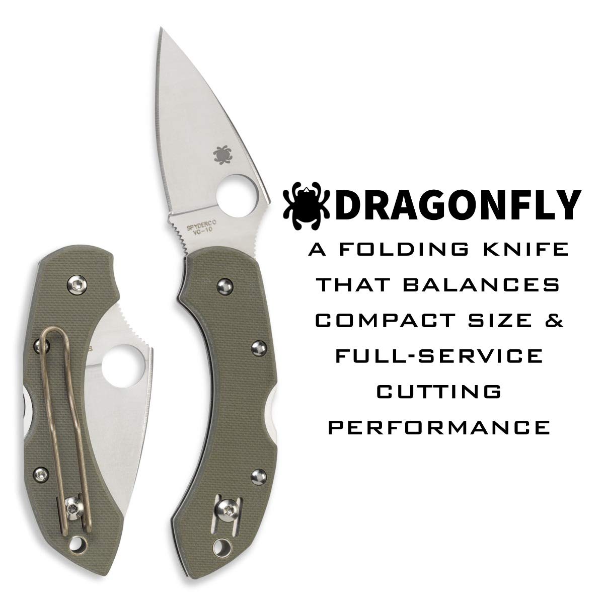 Spyderco Dragonfly Signature Knife with 2.28" VG-10 Steel Blade and Durable Foliage Green G-10 Handle - PlainEdge - C28GPFG