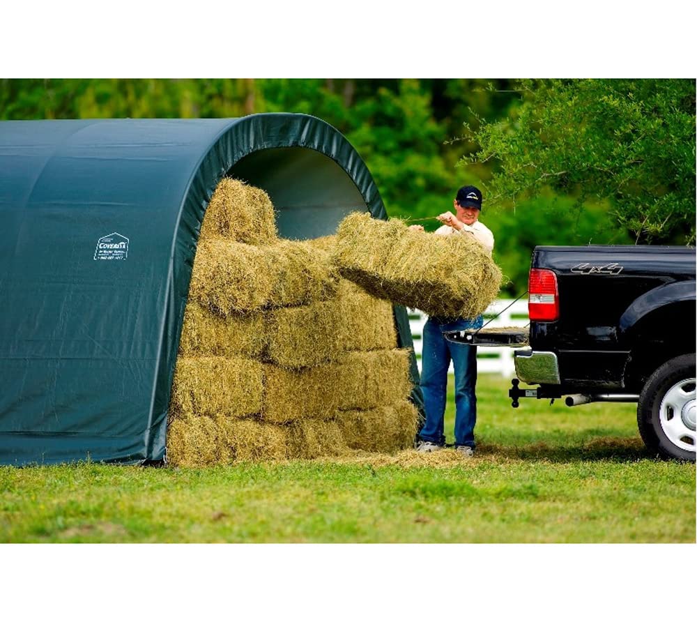 ShelterLogic Round Style Run-In Shelter, Green, 12 x 20 x 10 ft.