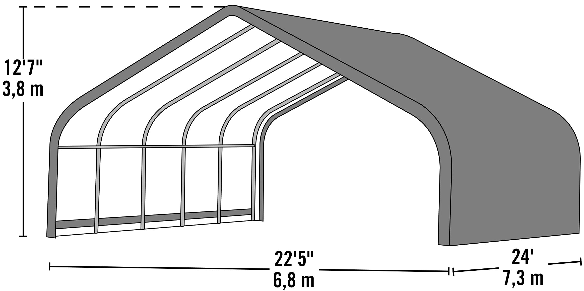 ShelterLogic Peak Style Run-in Shelter, Green, 22 x 24 x 12 ft.