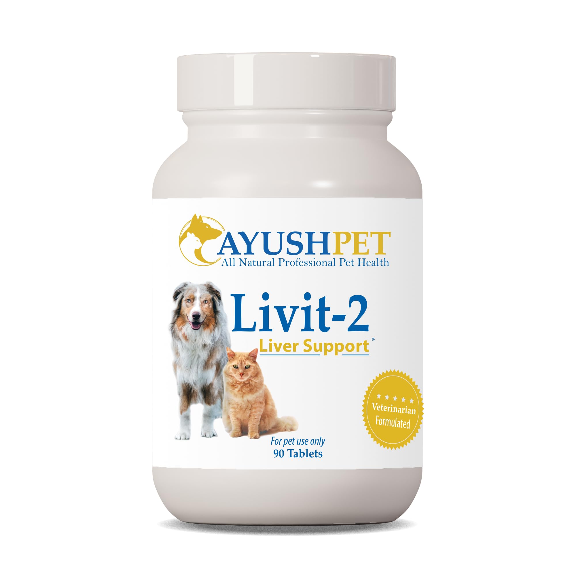 Ayush Herbs Livit-2 Pet Health Supplement, Liver and Gastrointestinal Support, Healthy Skin and Hair, Small or Large Animal, Young or Senior Pet, 90 Tablets