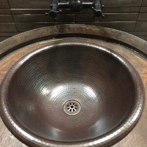 SimplyCopper 15" Round Drop In Rolled Edge Copper Bathroom Sink