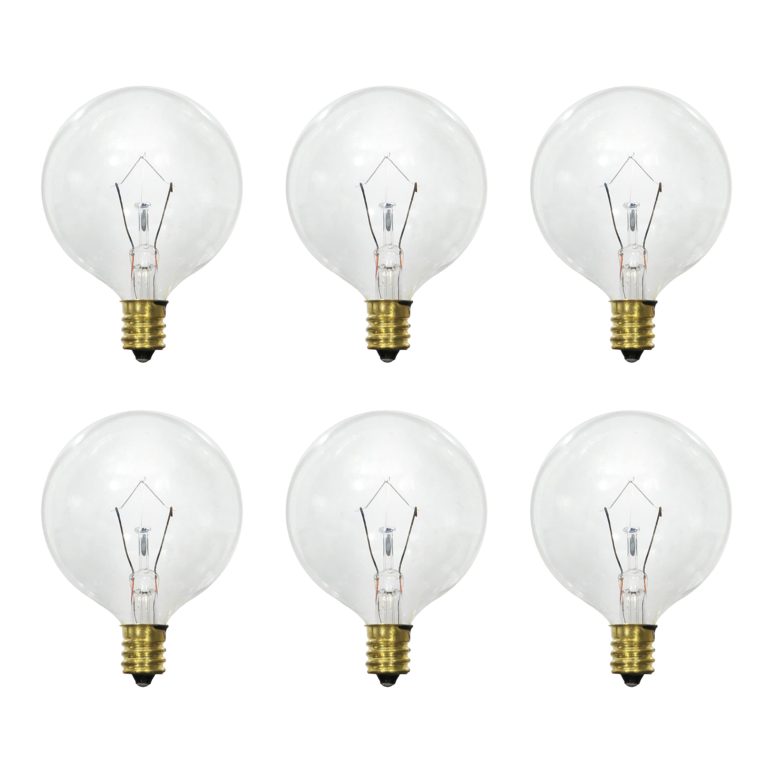 SYLVANIA Incadescent Globe Shape Décor Light Bulb, G16.5, 25W, E12 Candelabra Base, 180 Lumens, 2850K, Soft White - 6 Pack (13618)