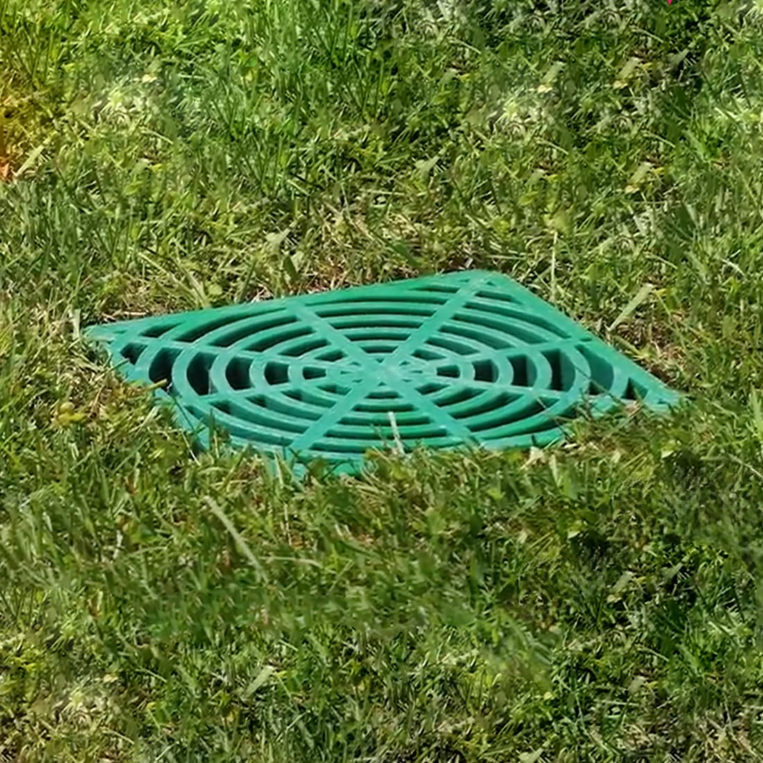 StormDrain 12" Outdoor Catch Basin Flat Square Grate Cover - Superior Strength and Durability, Green