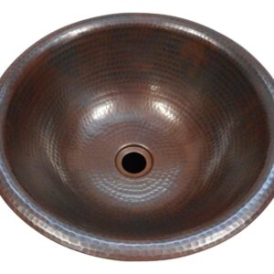 SimplyCopper 15" Round Drop In Rolled Edge Copper Bathroom Sink