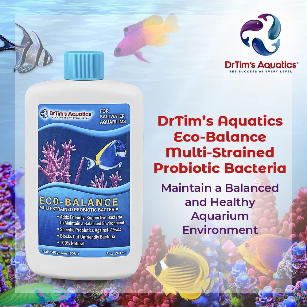 DrTim’s Aquatics Eco-Balance for Saltwater Aquariums – Multi-Strained, Supportive Probiotic Bacteria to Maintain a Balanced Fish Tank Environment-64 oz.