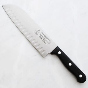 Messermeister Handcrafted Park Plaza Kullenschliff Santoku Knife, Black, 7-Inch