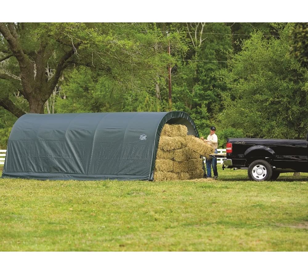 ShelterLogic Round Style Run-In Shelter, Green, 12 x 20 x 10 ft.