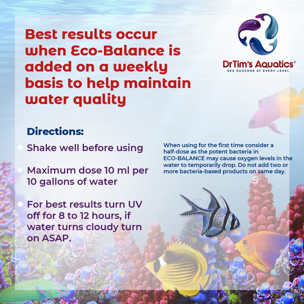 DrTim’s Aquatics Eco-Balance for Saltwater Aquariums – Multi-Strained, Supportive Probiotic Bacteria to Maintain a Balanced Fish Tank Environment-64 oz.