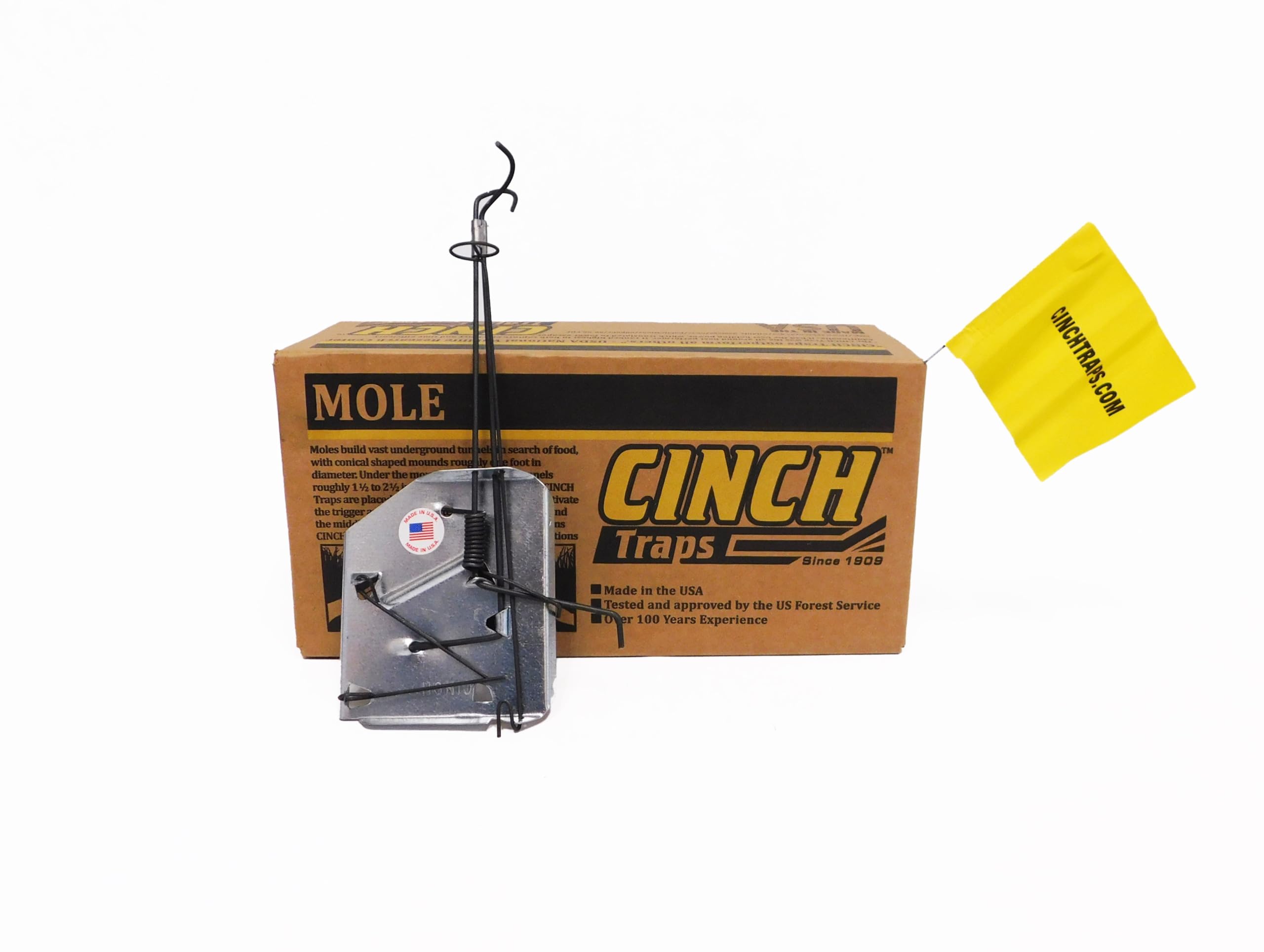 Cinch Mole Trap + Tunnel Marking Flags (Medium) - Precision-Engineered Mole Traps That Kill Best for Effective Mole Elimination in Lawns