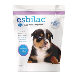 pet-ag esbilac puppy milk replacer powder - 5 lb - powdered puppy formula with prebiotics, probiotics & vitamins for puppies newborn to six weeks old - easy to digest