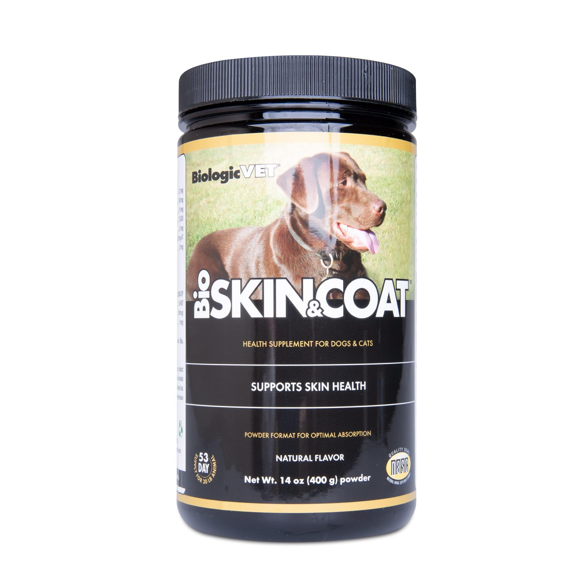 BiologicVET - BioSKIN & Coat Natural Antihistamine Supplement for Dogs & Cats, Supports Skin Health and Helps Maintain Normal Histamine Levels, 53-Day Supply for 30-lb. Animal, 14-oz. Powder