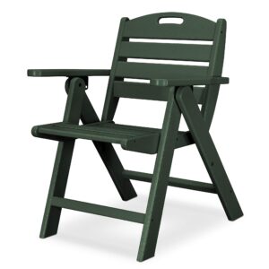 Polywood Outdoor Furniture Nautical Lowback Chair, Green-Recycled Plastic Materials