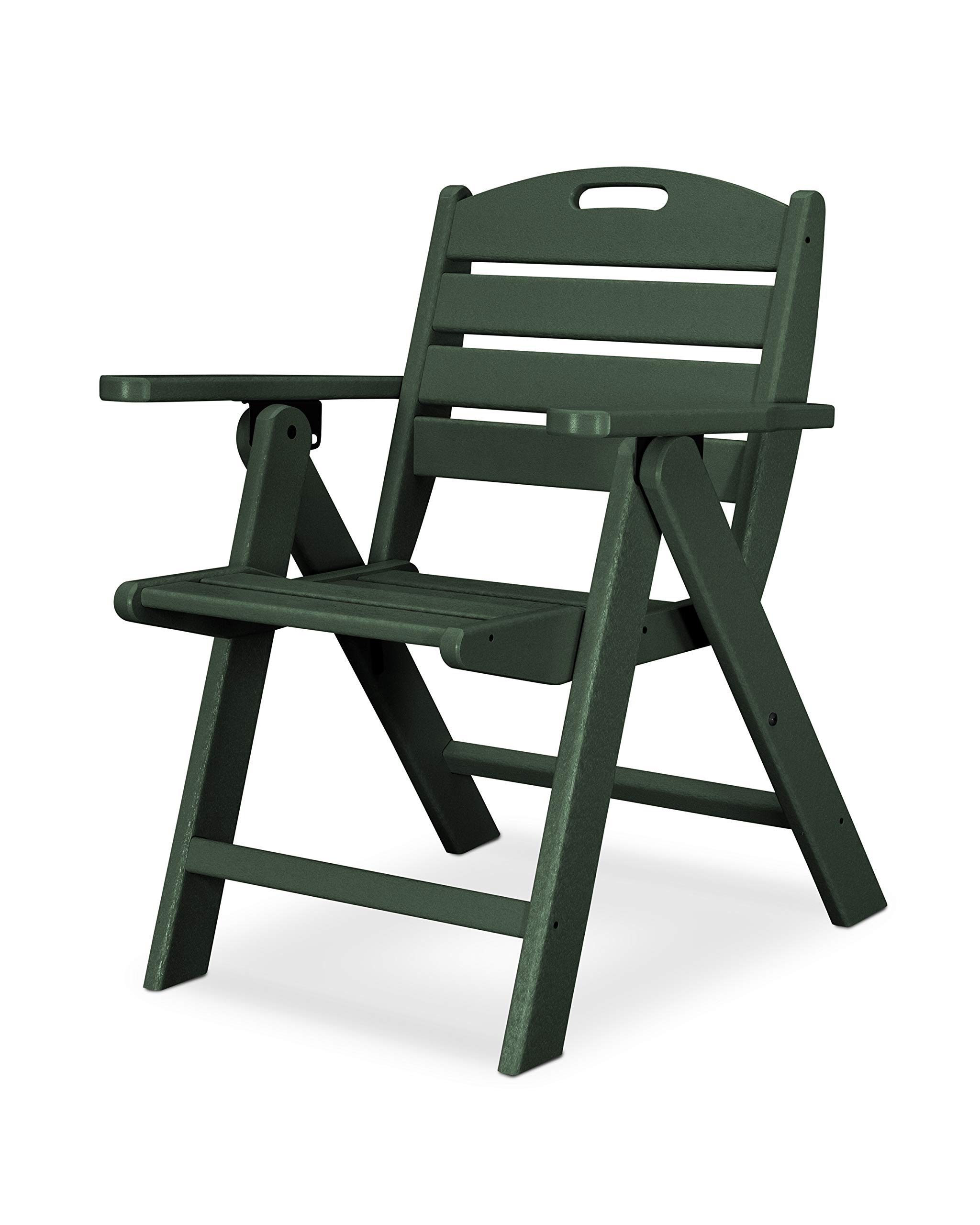 Polywood Outdoor Furniture Nautical Lowback Chair, Green-Recycled Plastic Materials