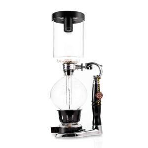 yama glass tabletop siphon coffee maker i syphon brewer with vacuum technology i hand blown durable borosilicate glass for cleanest brew i alcohol burner i makes 5 cups (15-20oz) i, 20-ounce, clear