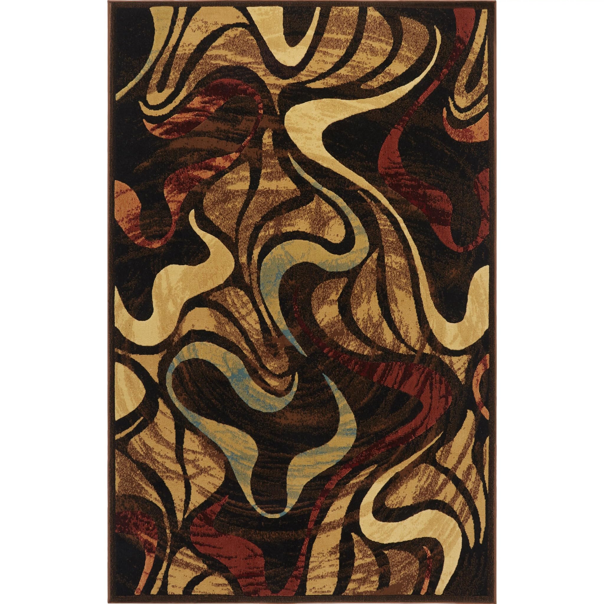 Home Dynamix Catalina Picasso Contemporary Artistic Swirl Area Rug, Black/Brown, 5'3"x7'2"