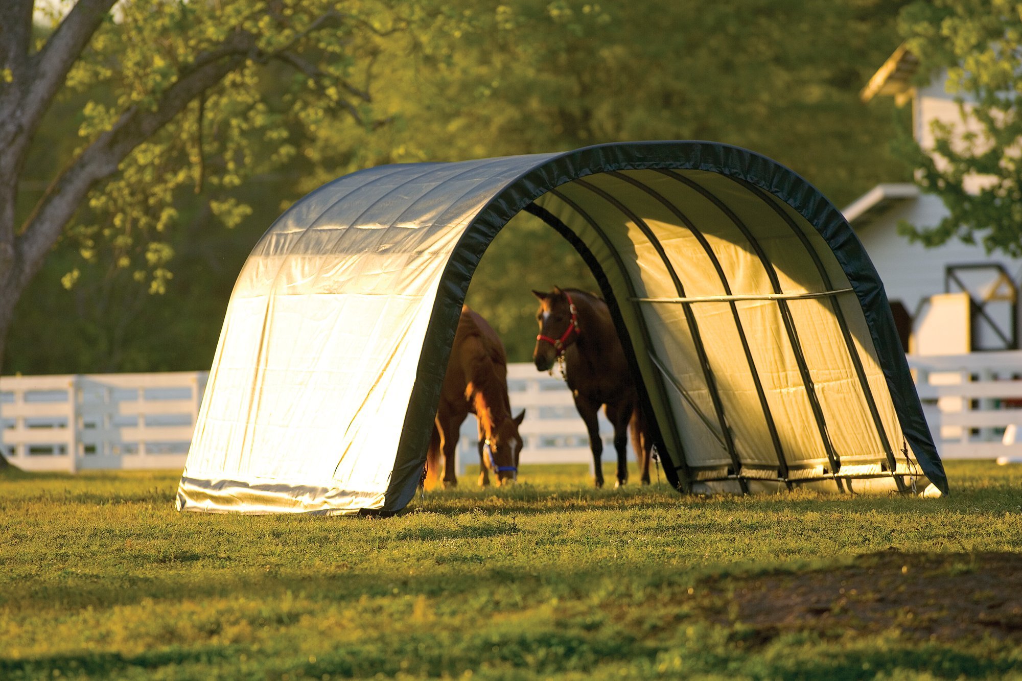 ShelterLogic Peak Style Run-in Shelter, Green, 22 x 24 x 12 ft.