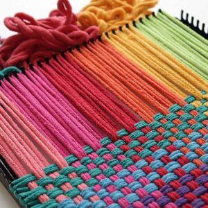 Friendly Loom 10" PRO Size Black Potholder Metal Loom Kit with Bright Rainbow Color Cotton Loops to Make 2 Potholders, Weaving Crafts for Kids & Adults MADE IN THE USA by Harrisville Designs