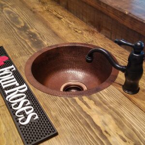 Premier Copper Products BR14DB3 14-Inch Universal Round Hammered Copper Sink with 3.5-Inch Drain Size, Oil Rubbed Bronze