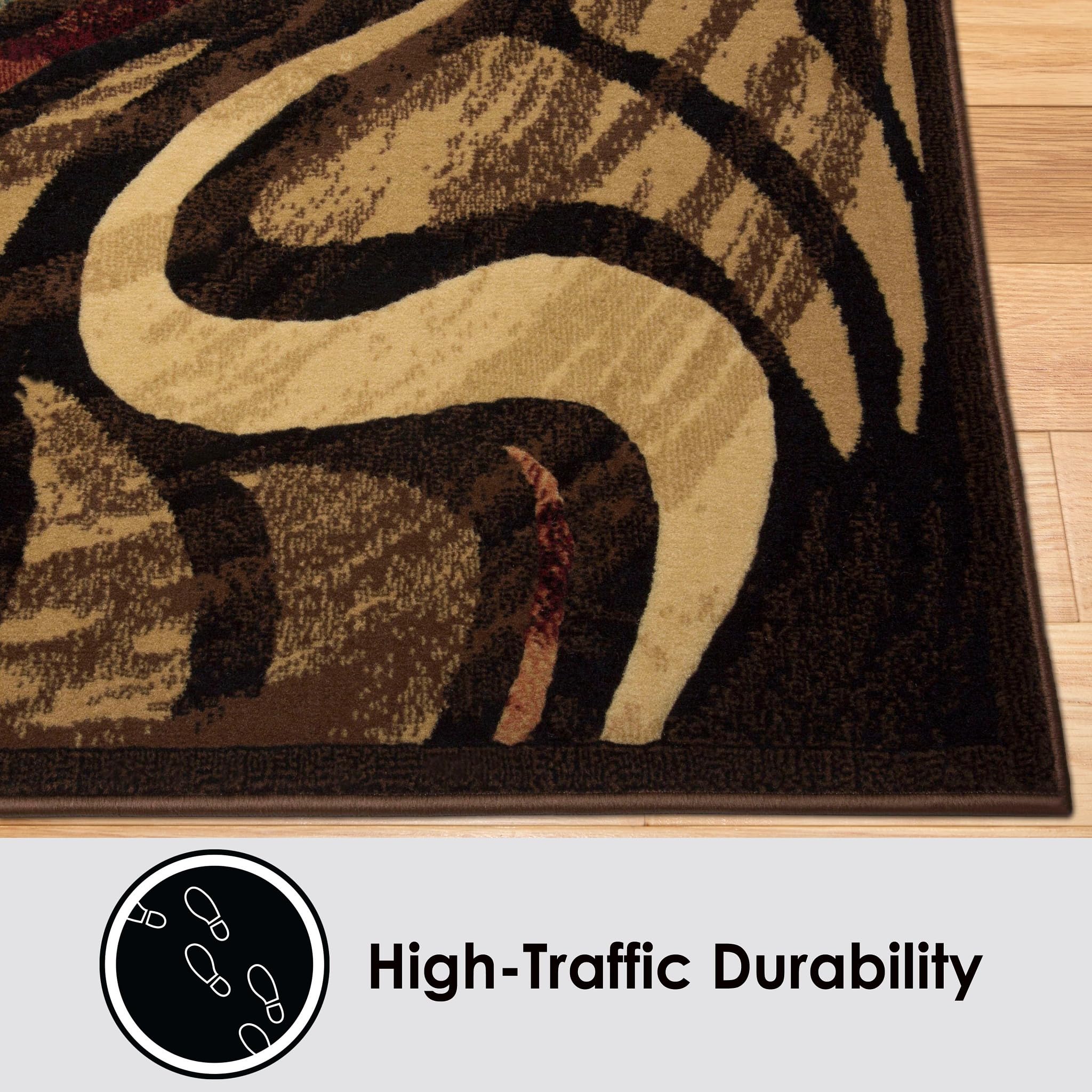 Home Dynamix Catalina Picasso Contemporary Artistic Swirl Area Rug, Black/Brown, 5'3"x7'2"