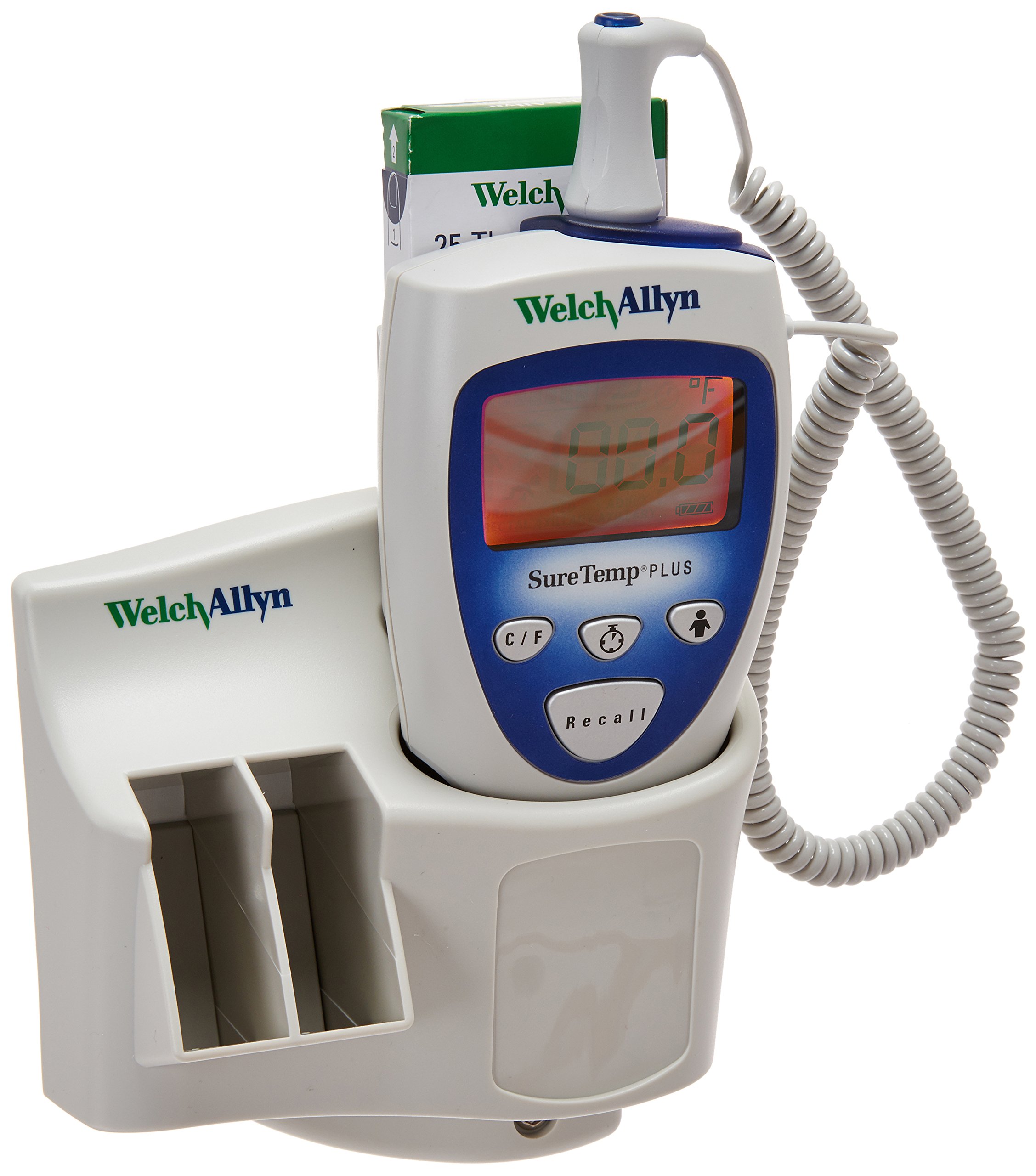 Welch Allyn 01692-200 SureTemp Plus 692 Electronic Thermometer with Wall Mount, Security System with ID Location Field, 4' Cord and Oral Probe with Probe Well