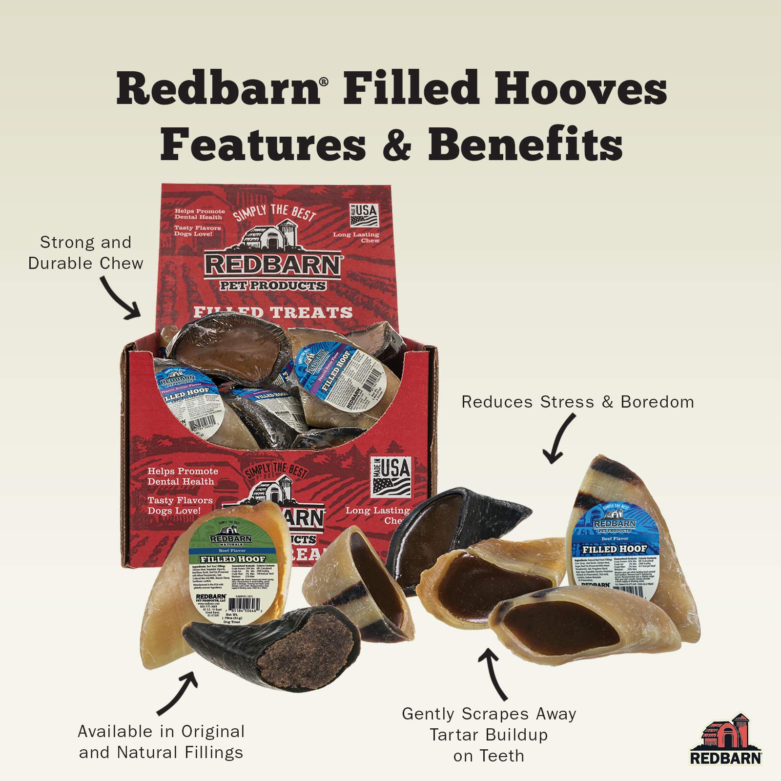 Redbarn Filled Hooves-Beef (Pack of 25)