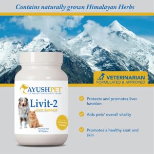 Ayush Herbs Livit-2 Pet Health Supplement, Liver and Gastrointestinal Support, Healthy Skin and Hair, Small or Large Animal, Young or Senior Pet, 90 Tablets