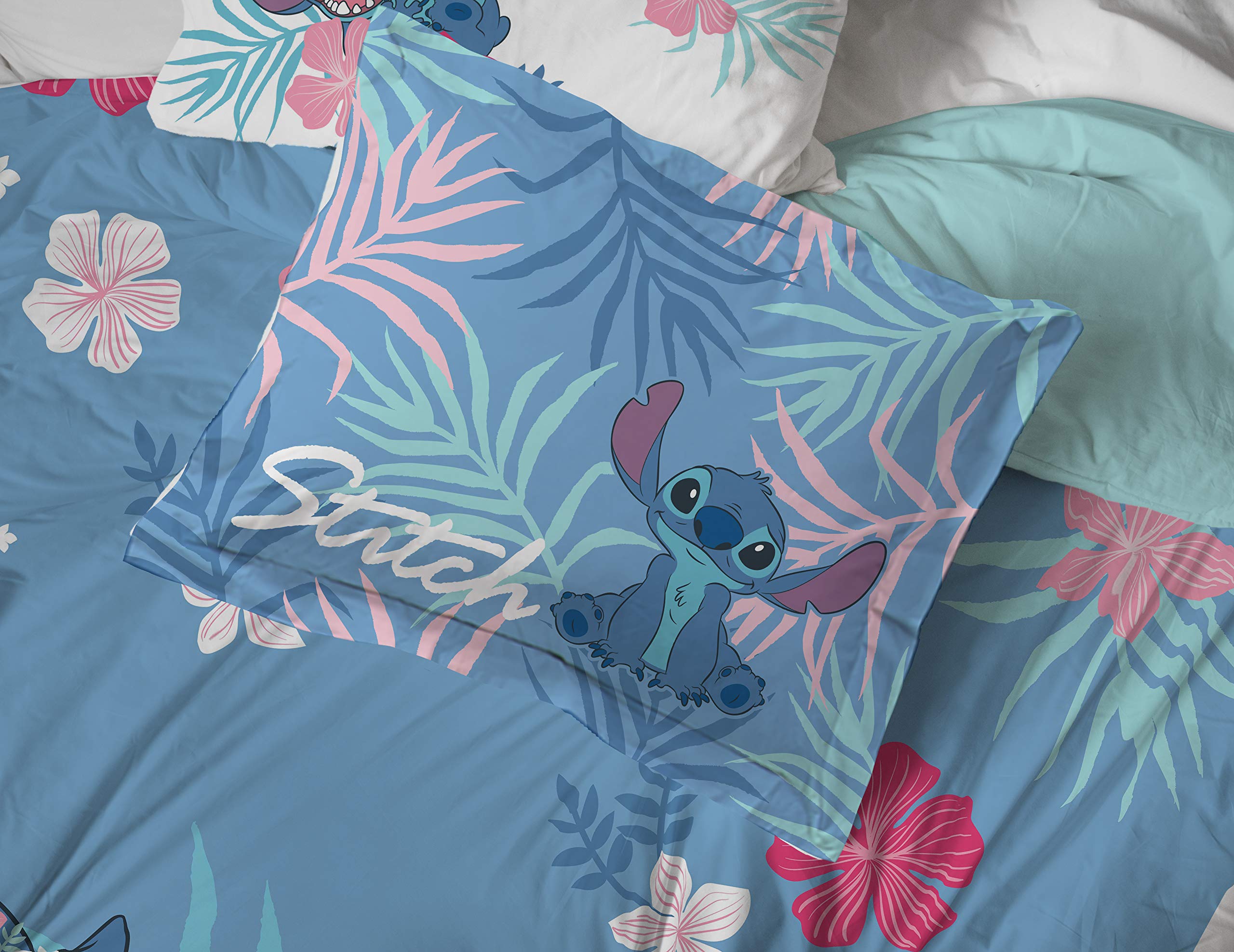 Disney Lilo & Stitch Paradise Dream Twin Comforter & Sham Set - Super Soft Kids Reversible Bedding - Fade Resistant Microfiber (Official Disney Product)