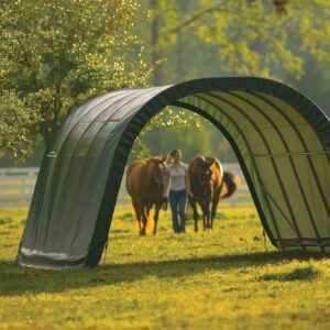 ShelterLogic Peak Style Run-in Shelter, Green, 22 x 24 x 12 ft.