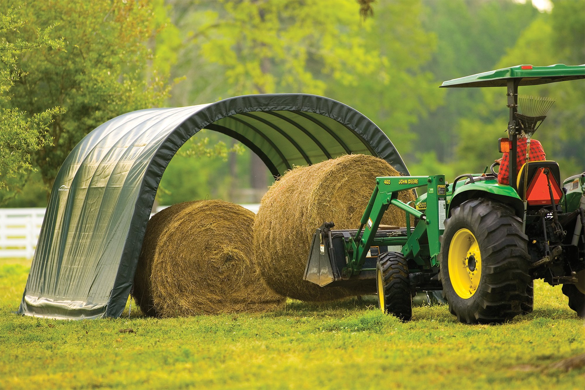 ShelterLogic Peak Style Run-in Shelter, Green, 22 x 24 x 12 ft.